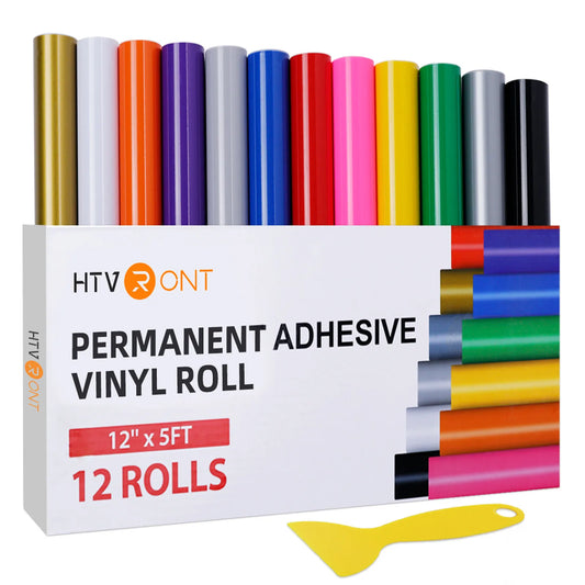 12/8 Pack HTVRONT 12inX5ft Multi Color Permanent Adhesive Vinyl Rolls DIY Cup Glass Phone Case Home Decor Gift