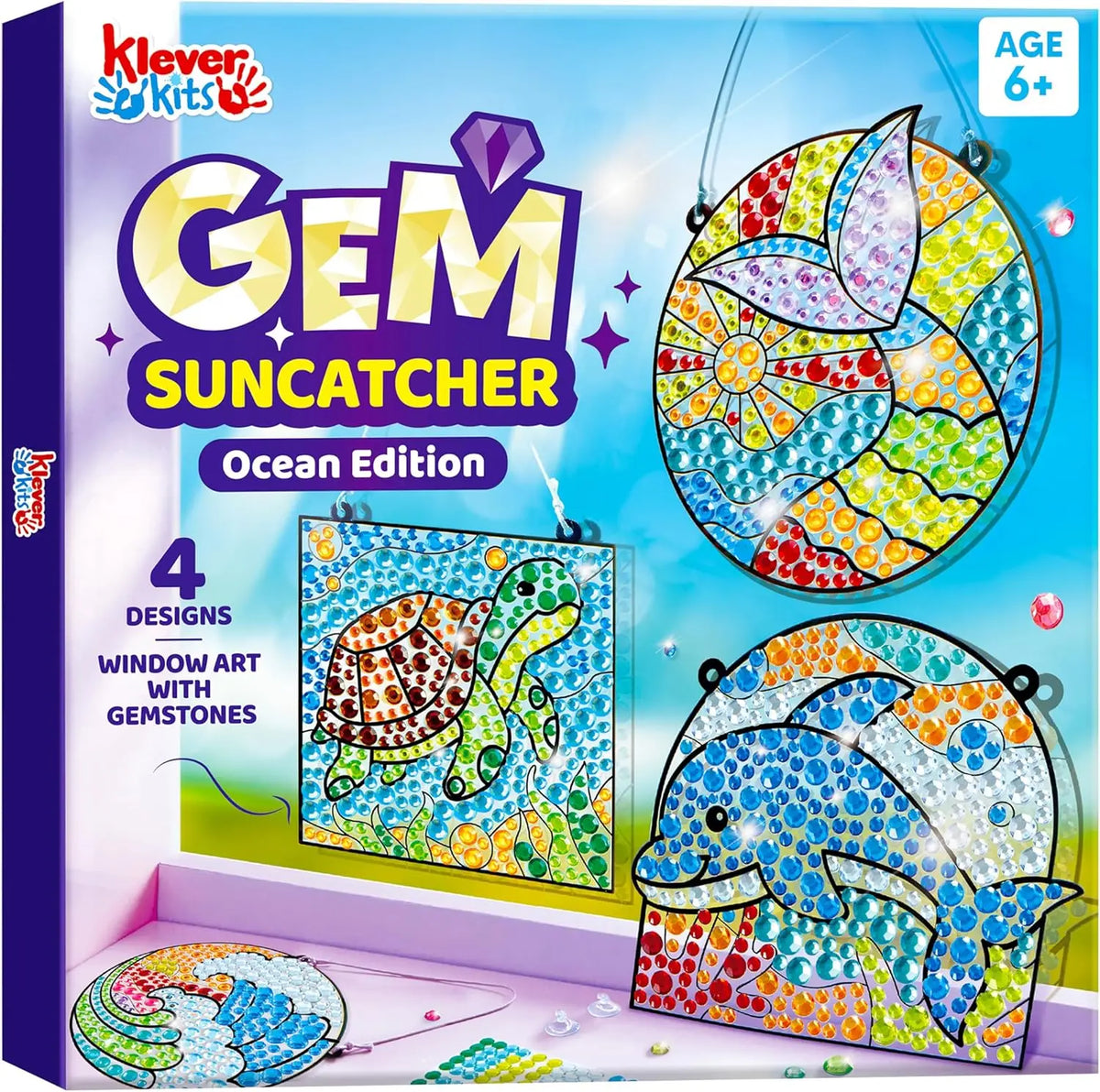 JOYFY 4PCS Window Art 2-in-1 Diamond and Gels Gems and Gels Suncatcher Arts & Crafts Toys for Kids Christmas Birthday Gifts