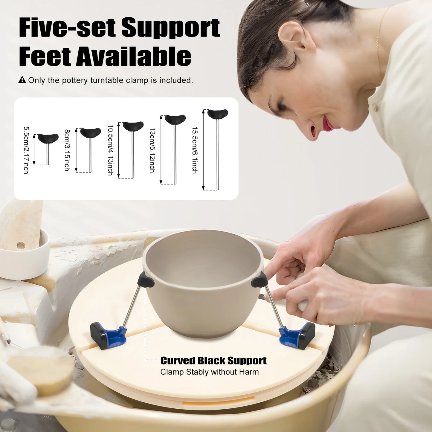 Pottery Turntable Clamp Portable Ceramic Trim Holder ABS Pottery Machine Giffin Grip Centering Clamp for Beginners Professionals