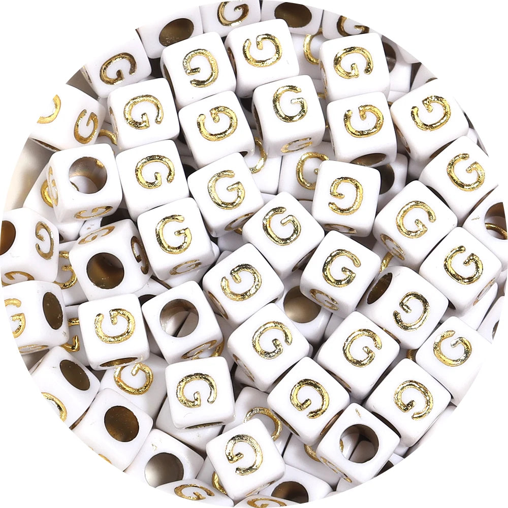 100Pcs/Lot 4.5mm 6mm Cube Acrylic Beads Alphabet Gold Letter Spacer Loose Beads 
For DIY Crafts Ornament Making