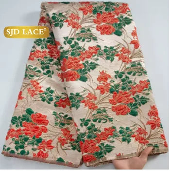 SJD LACE African Brocade Lace Fabrics 2026 High Quality Tulle Damask Nigerian Jacquard French Lace For Sewing Women Dresses 2485