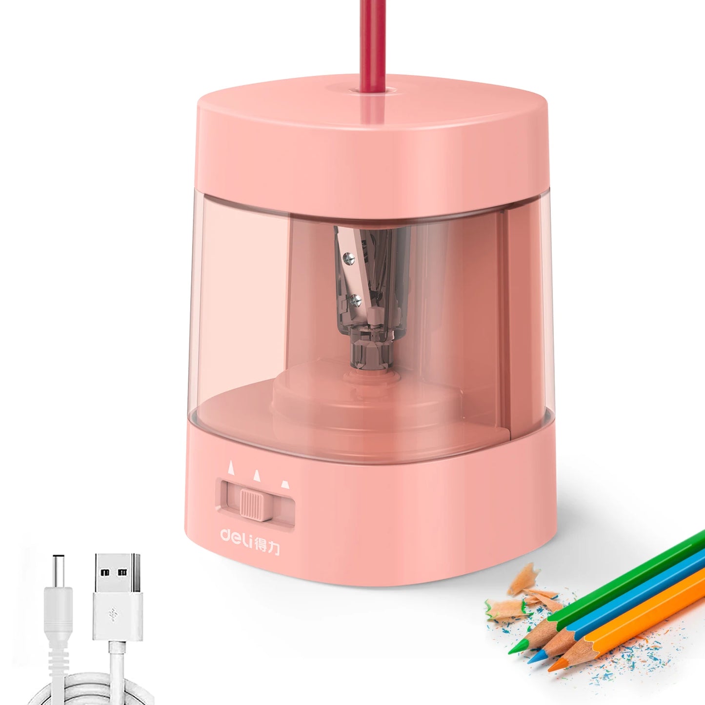 Deli Electric & Battery Pencil Sharpener, Automatic with Adjustable Thickness