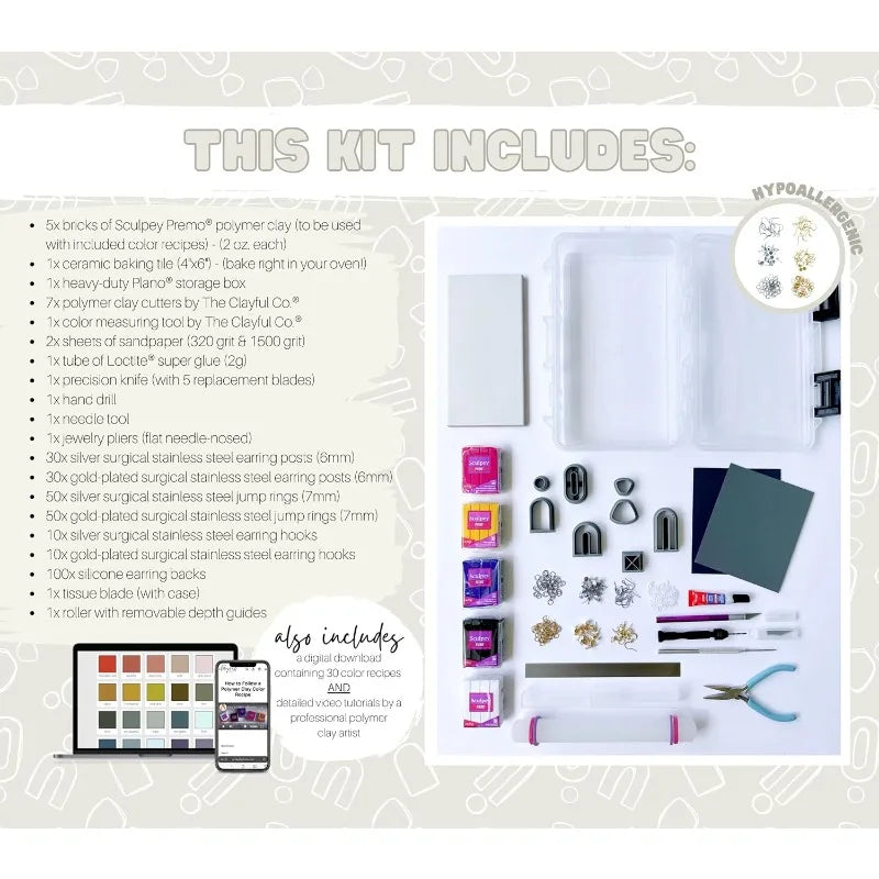 THE CLAYFUL CO. Polymer Clay Earring Making Kit for Adults - 40 Pairs of Earrings Professional Jewelry Making Kit - Premium Oven