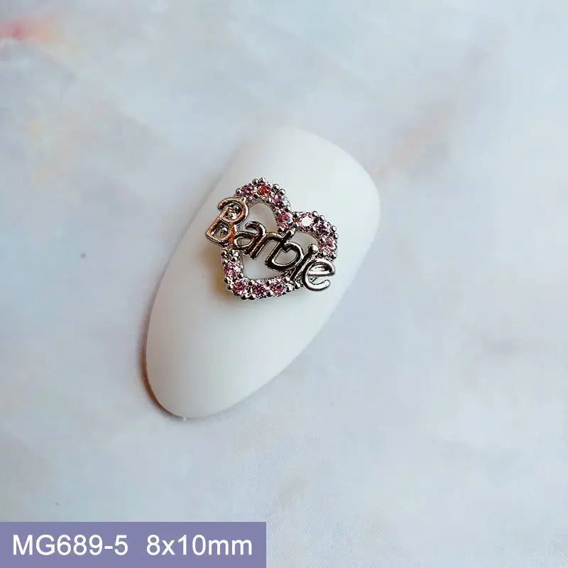 10pcs Luxury Kawaii Love Heart Pink Sailor Moon Star Nail Art Parts Zircon Manicure Nails Accesorios Supplies Decorations Charms