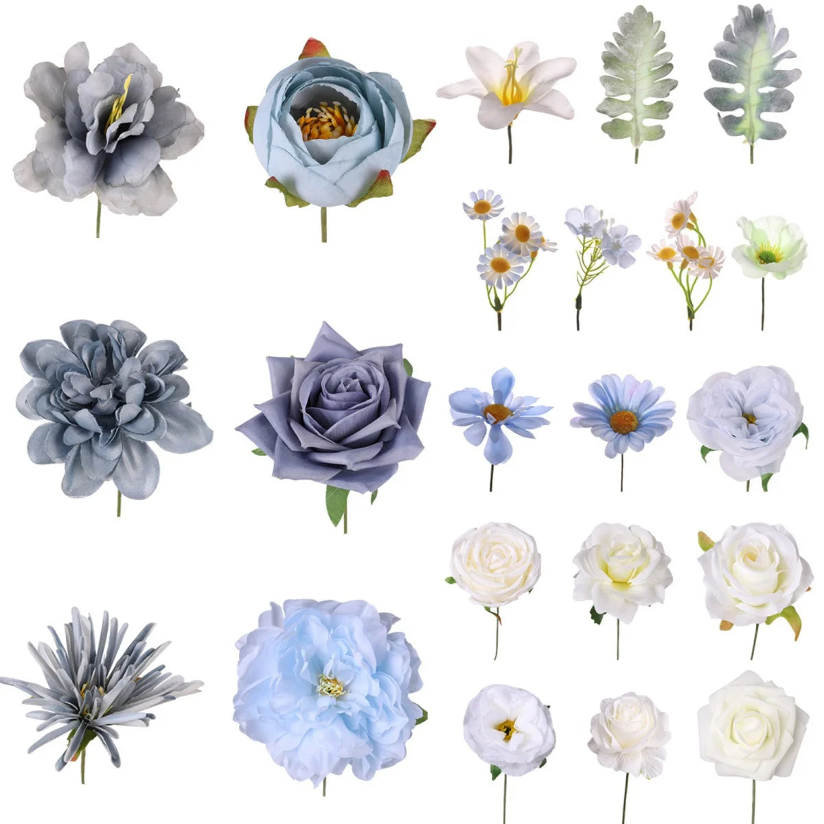 Artificial Flowers Fake Silk White Peonies Used for Home Room Vase Decoration Christmas Wreath Wedding Bouquet Party Accessories