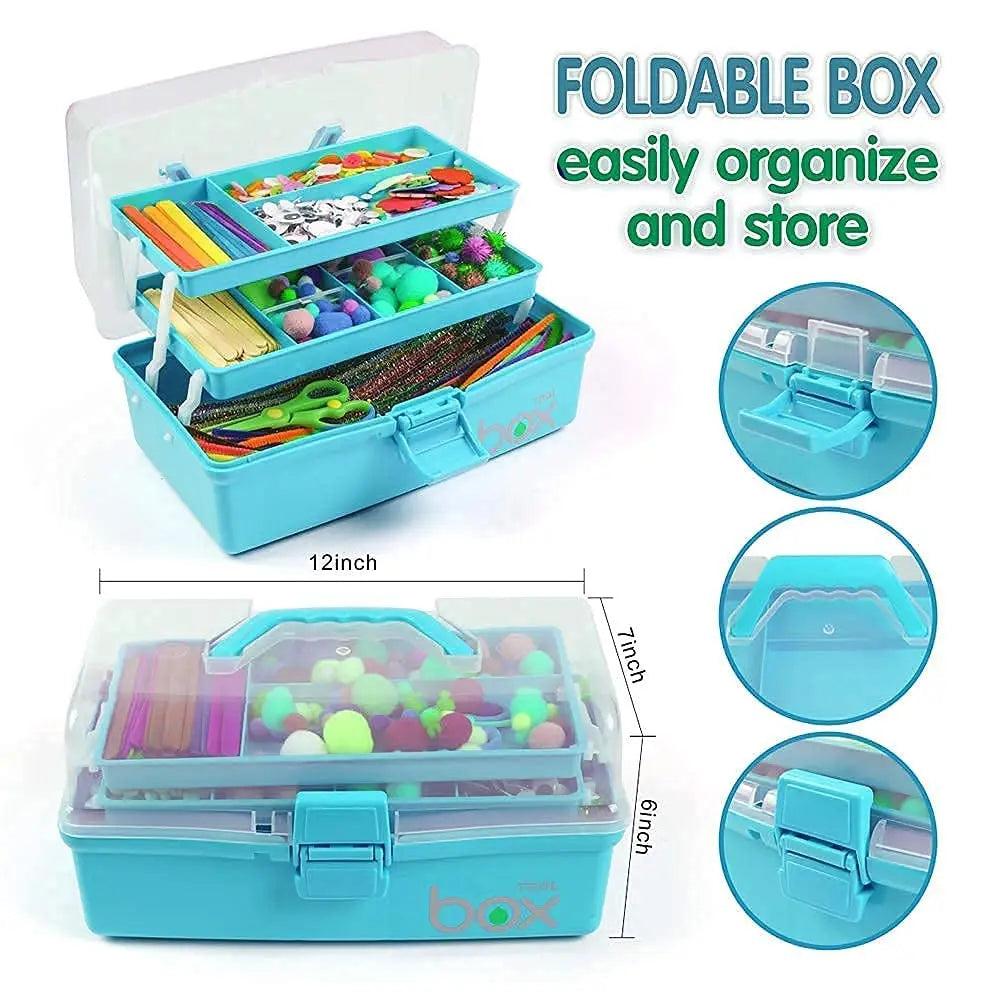 12In Three-Layer Multipurpose Storage Box Organizer Folding Tool Box/Art & Crafts Case/Sewing Supplies Organizer/Medicine