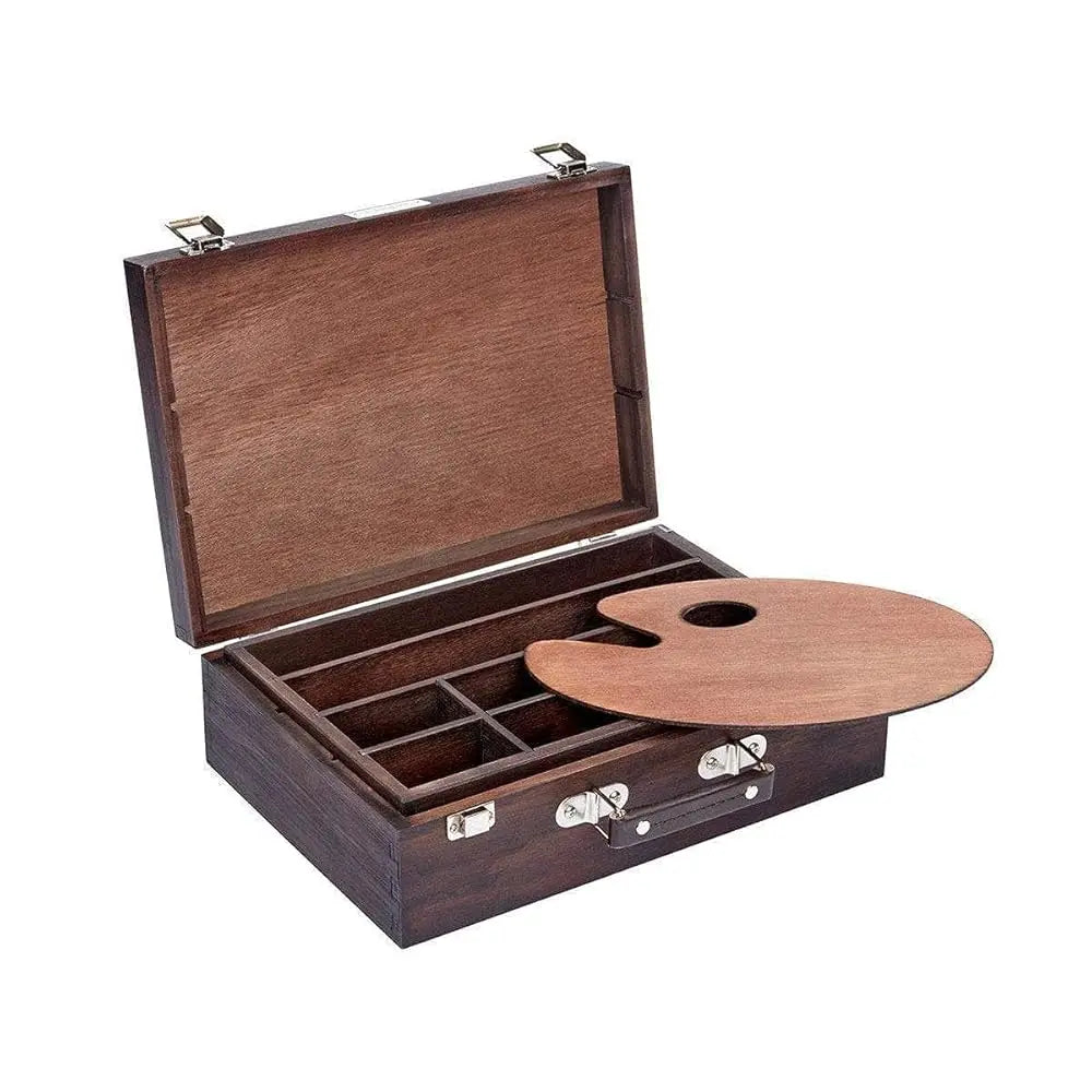 720 Wood Art Storage Box With Espresso Stain, 2-Tier Wood Case With 10 Dividers, Holds Markers, Paint, Brushes, Pencils, And
