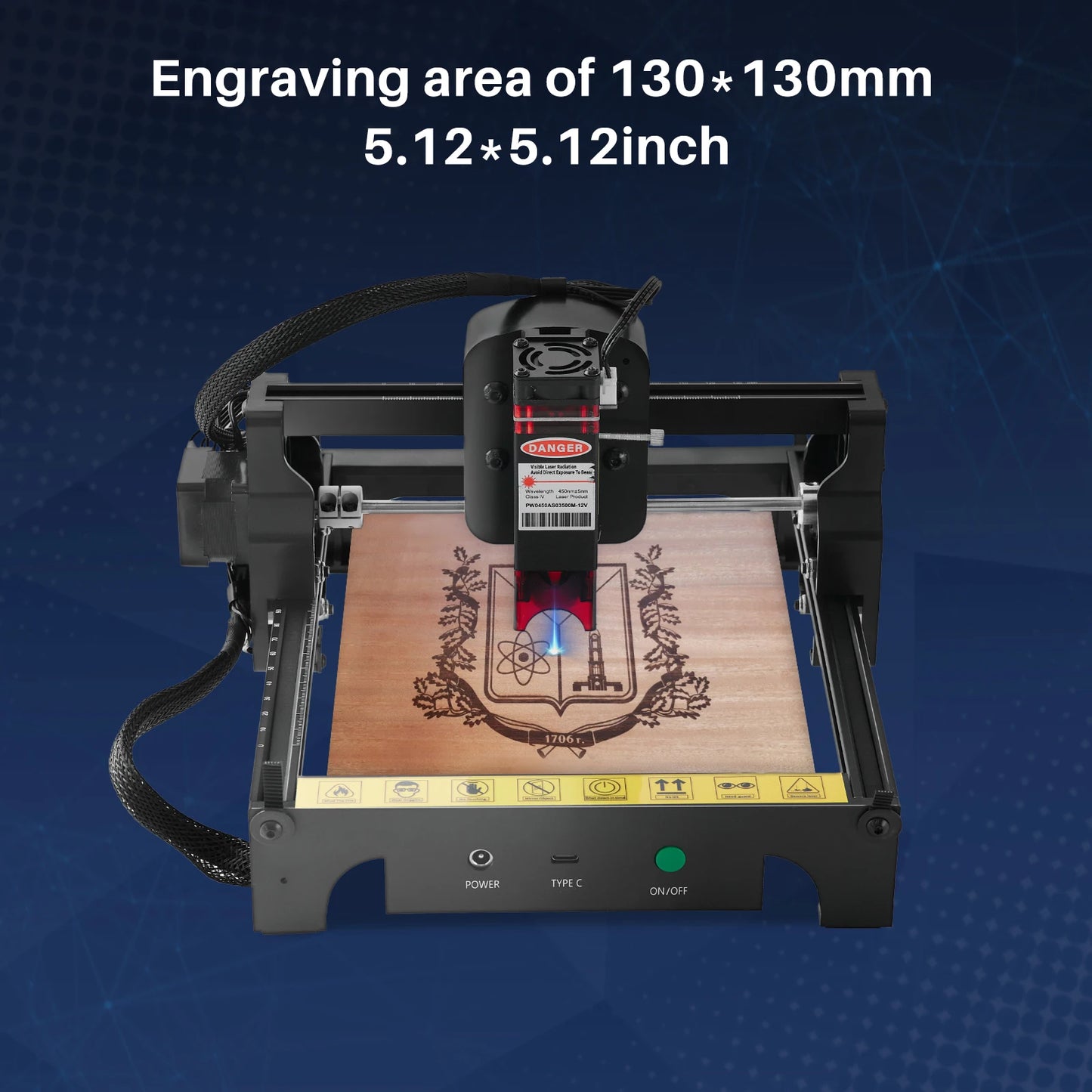 Roomark Laser Engraver Machine, 10 W Output Power High Precision Laser Cutter & Engraver for Wood Metal Acrylic Leather ，Class 4