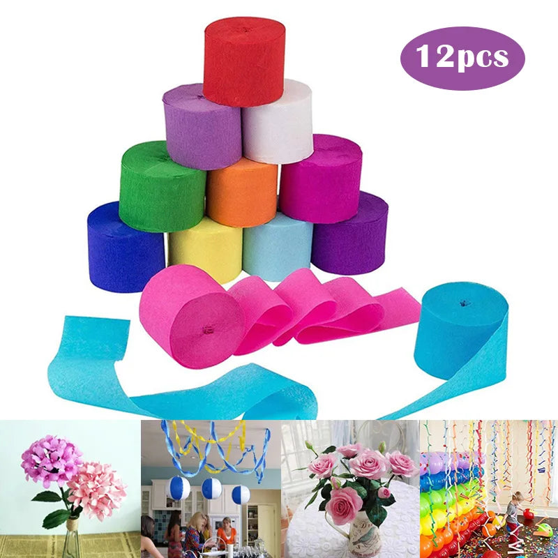 12pcs Crepe Paper Rolls Craft Project Supplies for Interesting Party Supplies Xuan-US