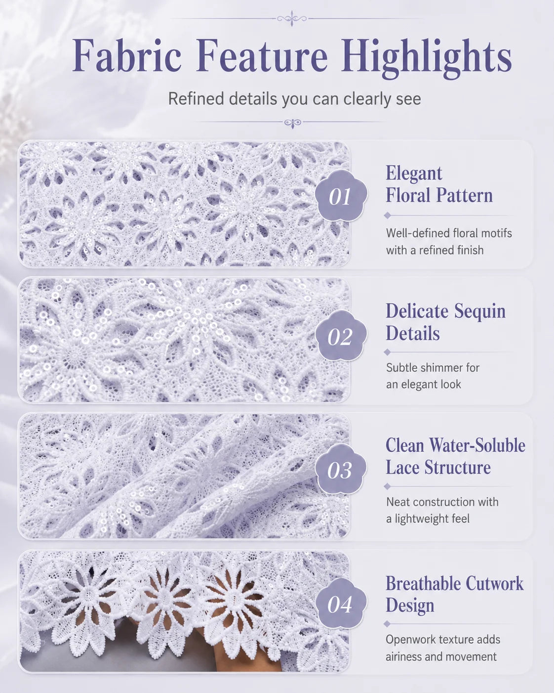 White African Guipure Cord Lace Fabric with Sequins 2025 High Quality Nigerian Guipure Cord Lace for Sewing Wedding Dress F4025