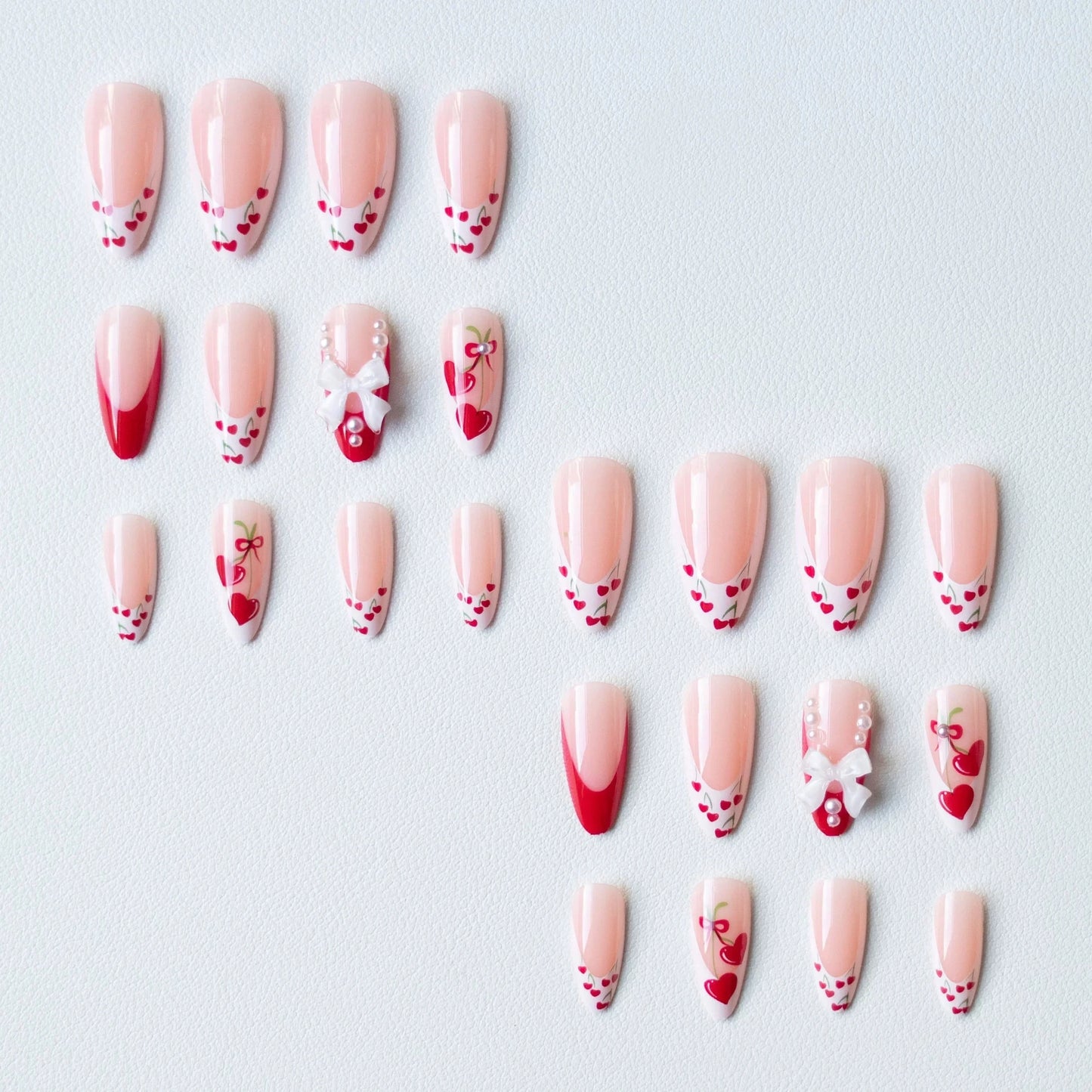 Pink Almond False Nails Butterfly Ballet Almond False Nails Butterfly Ballet with French Design Wearable Fake Nails Simple Artificial Press on Nails Tips Art 24Pcs