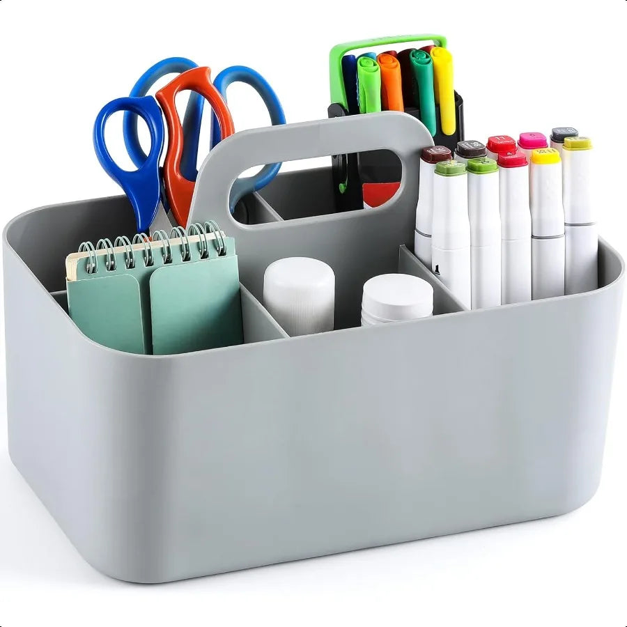 Multiuse Caddy Organizer with Handle Stackable Plastic Tote Bin Art Craft Supplies