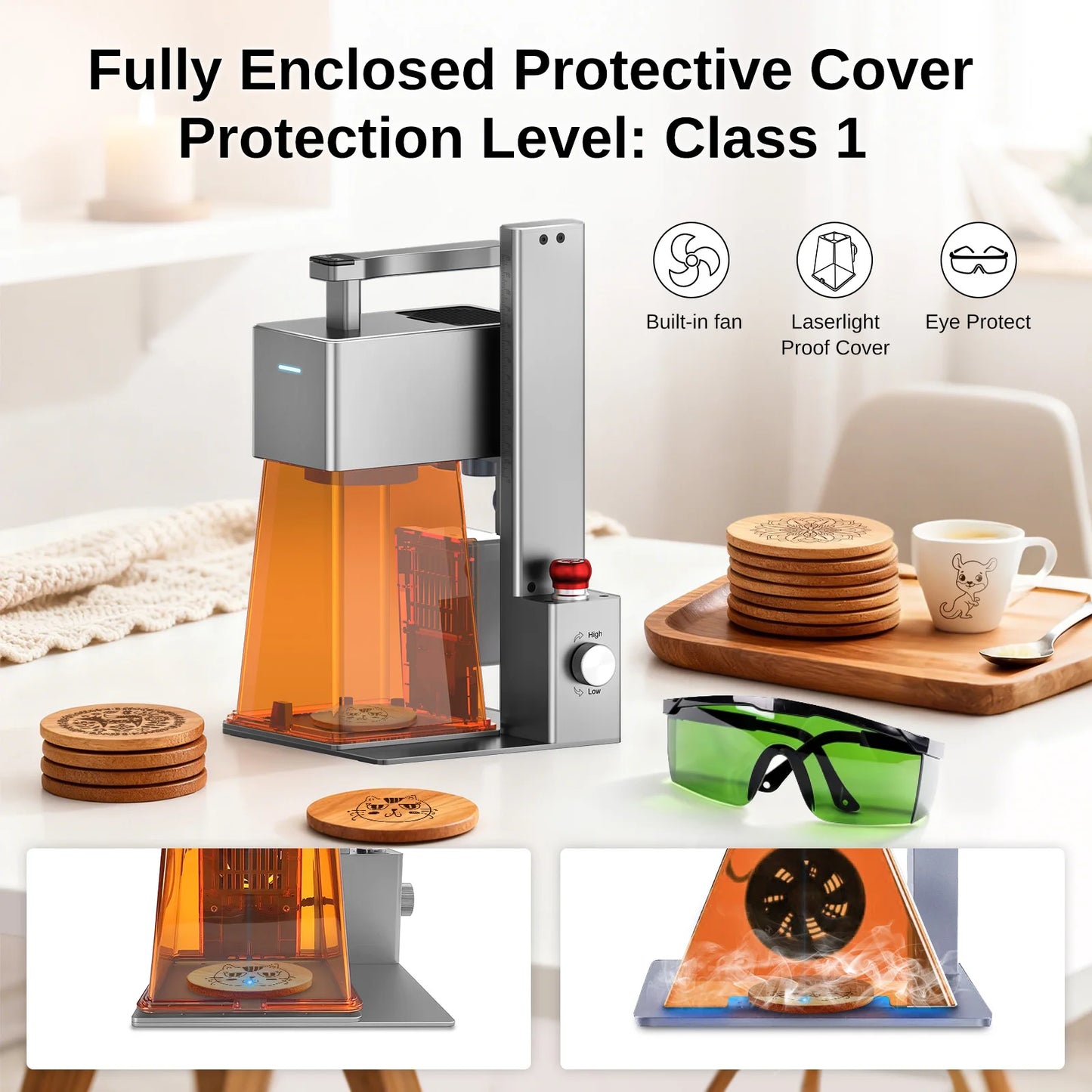 Raymoto R1/R1 Pro Handheld  Laser Engraver With Air Purifier for Wood Metal, Portable Engraving Machine Engraving DIY Tool