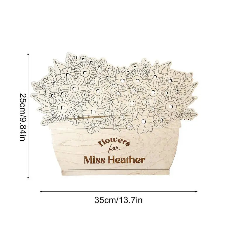 Flower Bouquet Craft Unique Wooden Craft Ornaments Exquisite Wood Signs For Mother's Day Teacher's Day Birthdays Anniversaries