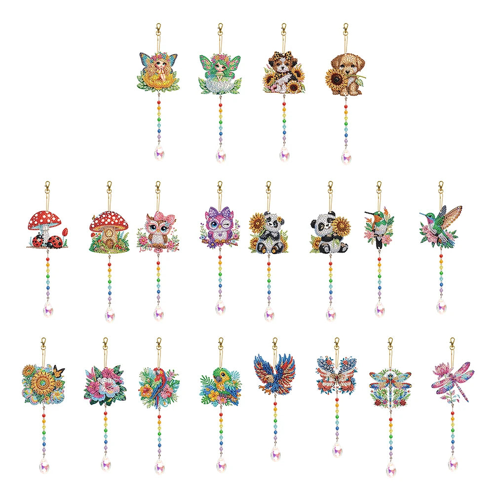 2Pcs Diamond Art Painting Hanging Suncatchers Ornament Diamond Painting Hanging Decor for Home Decor & Gift