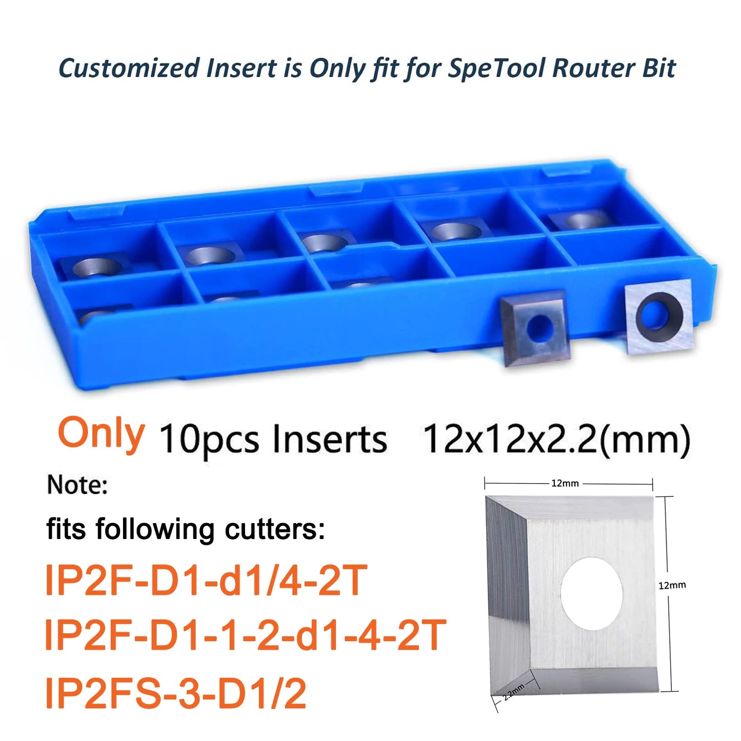 SpeTool 1pc CNC Spoil board Surfacing Router Bit 1/2 Inch Shank 2-Flute Carbide Insert Slab Flattening Router Planer Bit for Wood