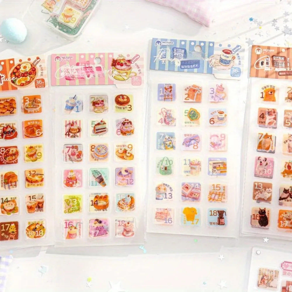 8pcs Cute Cartoon Stickers - 4 Styles Die-Cut Decals for Scrapbooking (Flat Adhesive PET Sheets)