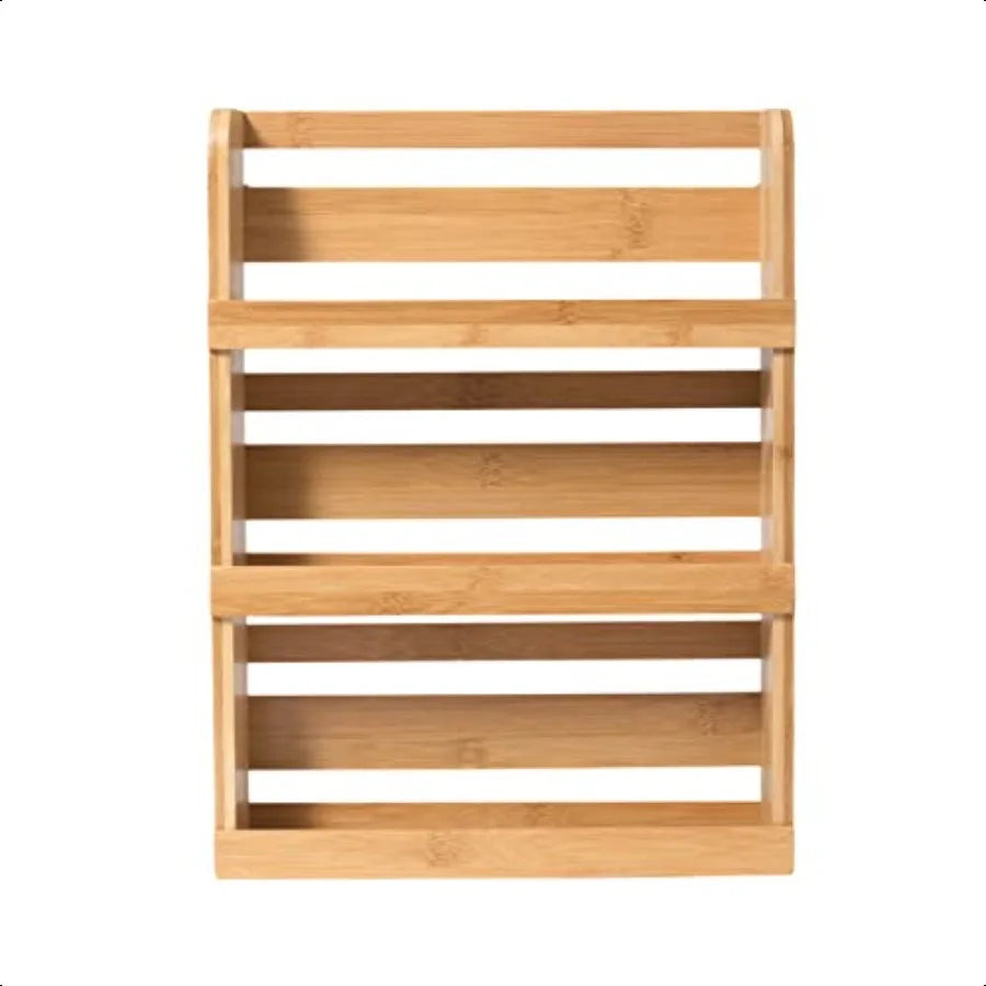 Bamboo Wood 3Tier Rack 8840 Space Saving 12" x 2.3" Vertical Storage Craft Supplies Attached Ring Hangers