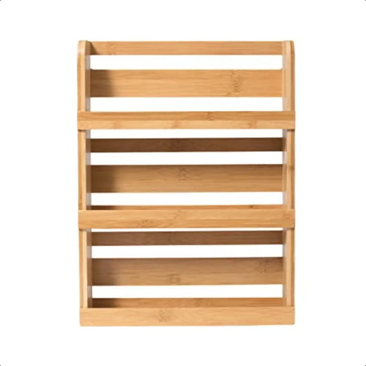 Bamboo Wood 3Tier Rack 8840 Space Saving 12" x 2.3" Vertical Storage Craft Supplies Attached Ring Hangers