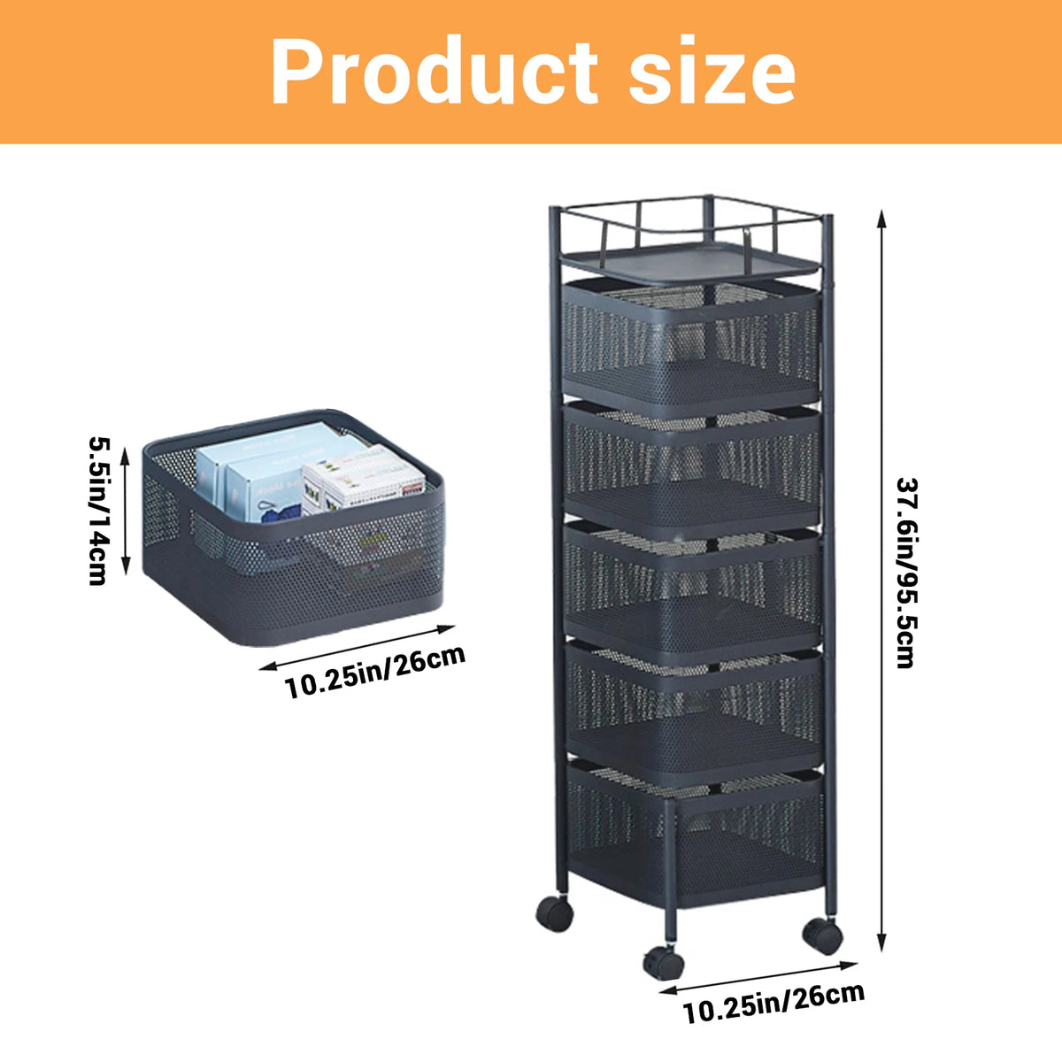 Storage Shelf Movable Gap Rack Serving Cart, Metal Mesh Basket with Lid, 
organizer Cart