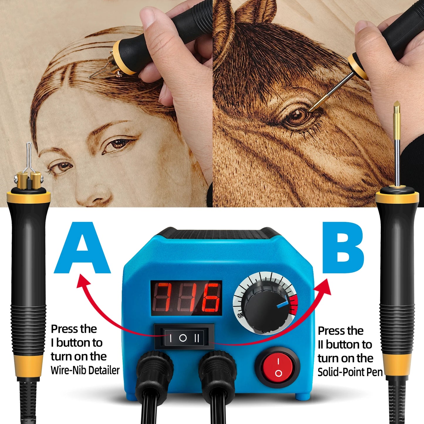 LH55-Z2-NS2 Wood Burner kit Wood Burning Tool Pen   Wood Burning kit with Digital Thermometer Temperature Adjustable Temperature