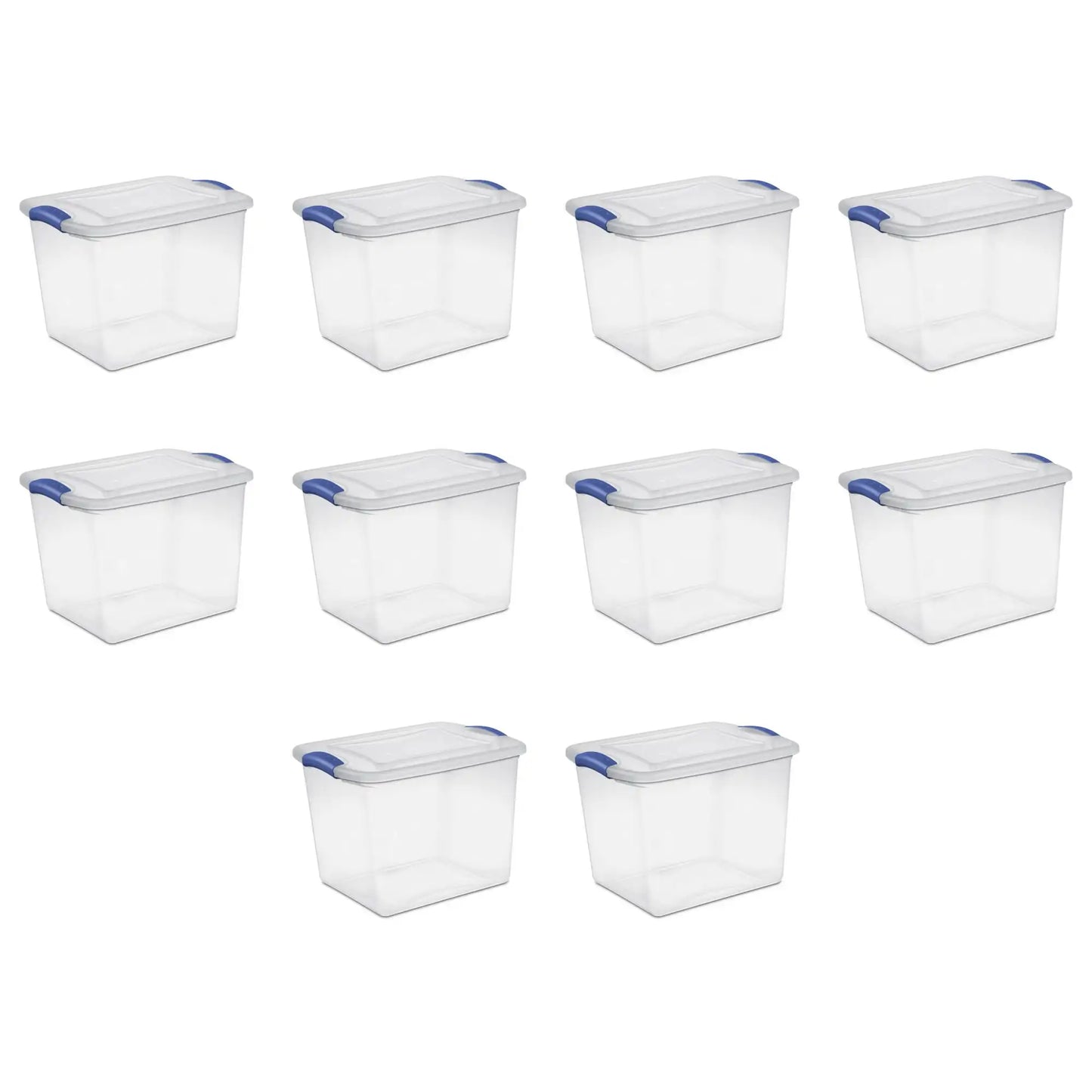 Small Storage Bin, 27 Quart Clear Plastic Storage Container with Latch Lid, , Pack of 10