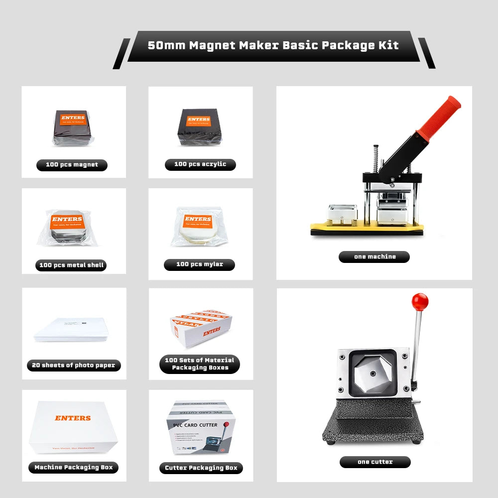 2x2" (Machine+Cutter+100 Magnets) Or (1000 Magnets Material) Custom Photo Kit Fridge Magnet Button Maker Machine Refrigerator