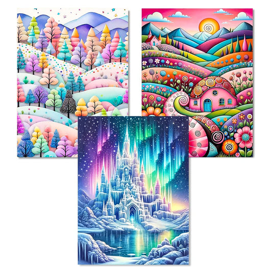 3 Kinds Of Patterns 5D Aurora Castle Landscape Diamond Painting Kit Home Decor DIY Art Craft Children Gifts New Year Gifts