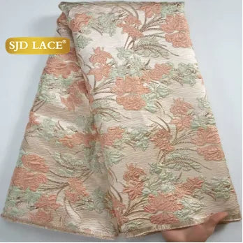 SJD LACE African Brocade Lace Fabrics 2026 High Quality Tulle Damask Nigerian Jacquard French Lace For Sewing Women Dresses 2485