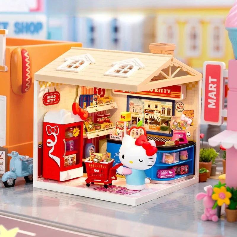 Rolife Sanrio Super World Series Buckle Assembly Hello Kitty Cinnamoroll Room Lighting Model Desktop Decoration Gift Kuromi