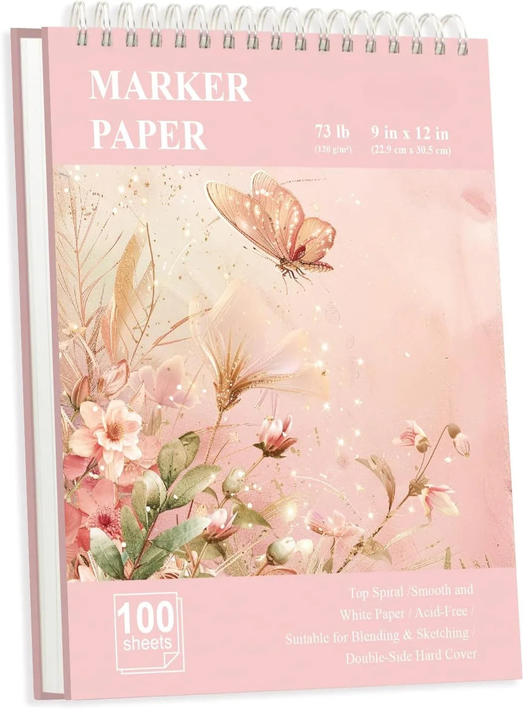 9"x12" marker paper sketchbook, 120 GSM / 73 lbs alcohol marker paper, 100 hardcover sketchbooks