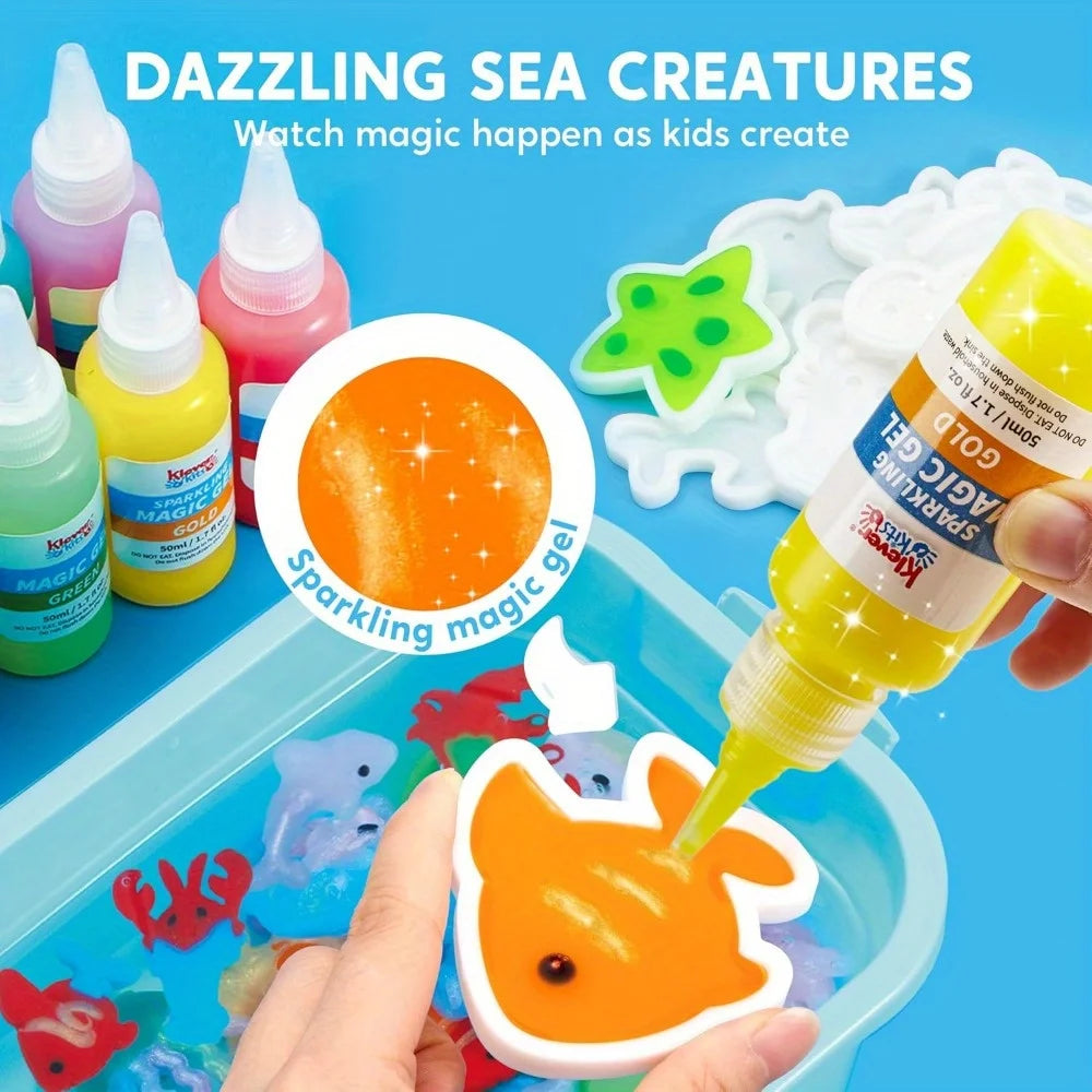 JOYFY Aqua Elf Water Gel Kit Magic Fairy Water Toy Kit with 10 Magic Gels 12 Sea Creature Molds for Presents Birthday Gifts