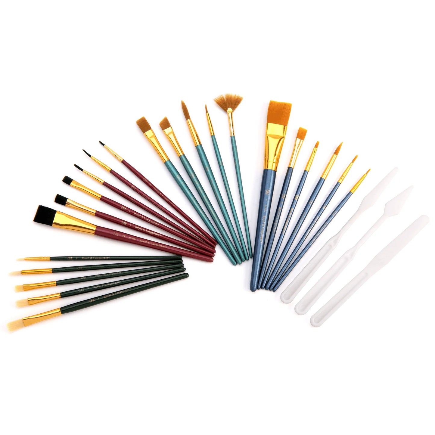 Royal & Langnickel - All Media Variety Taklon Wood Handle Paint Brush Value Pack, 25pc