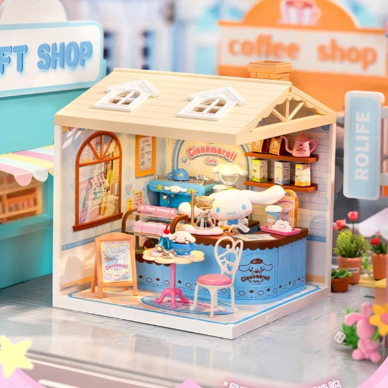 Rolife Sanrio Super World Series Buckle Assembly Hello Kitty Cinnamoroll Room Lighting Model Desktop Decoration Gift Kuromi