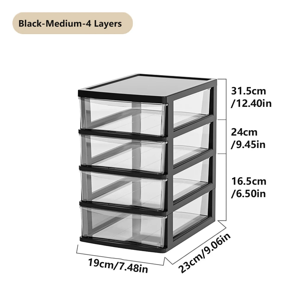 Multi-Layer Plastic Desktop Storage Box 2-6 Layers with Drawer for Home Office Stationery