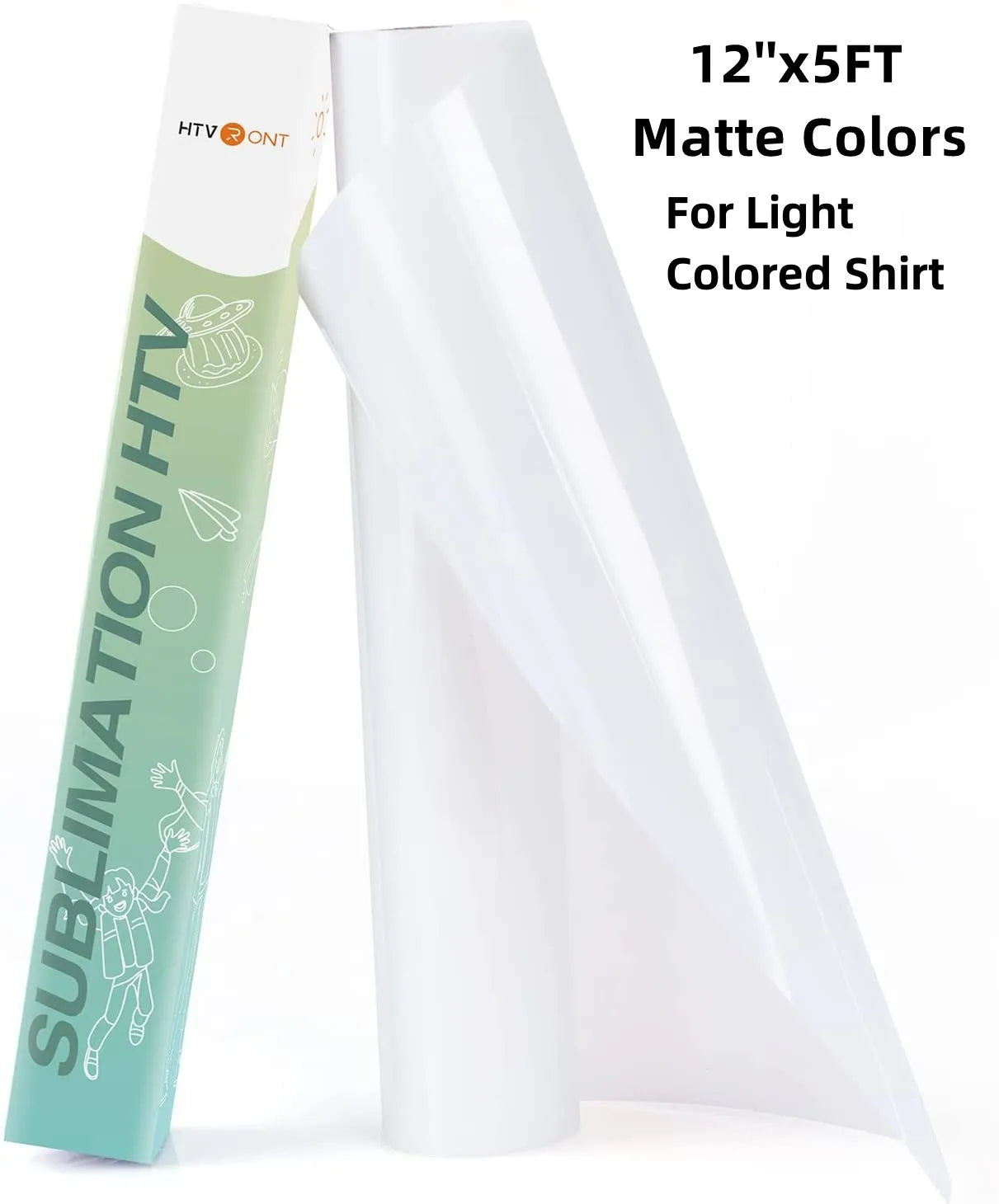 HTVRONT 12inX5FT Sublimation HTV Vinyl for Dark/Light Colored Shirts Dye Sub Heat Transfer Vinyl for Sublimation Cotton Fabric