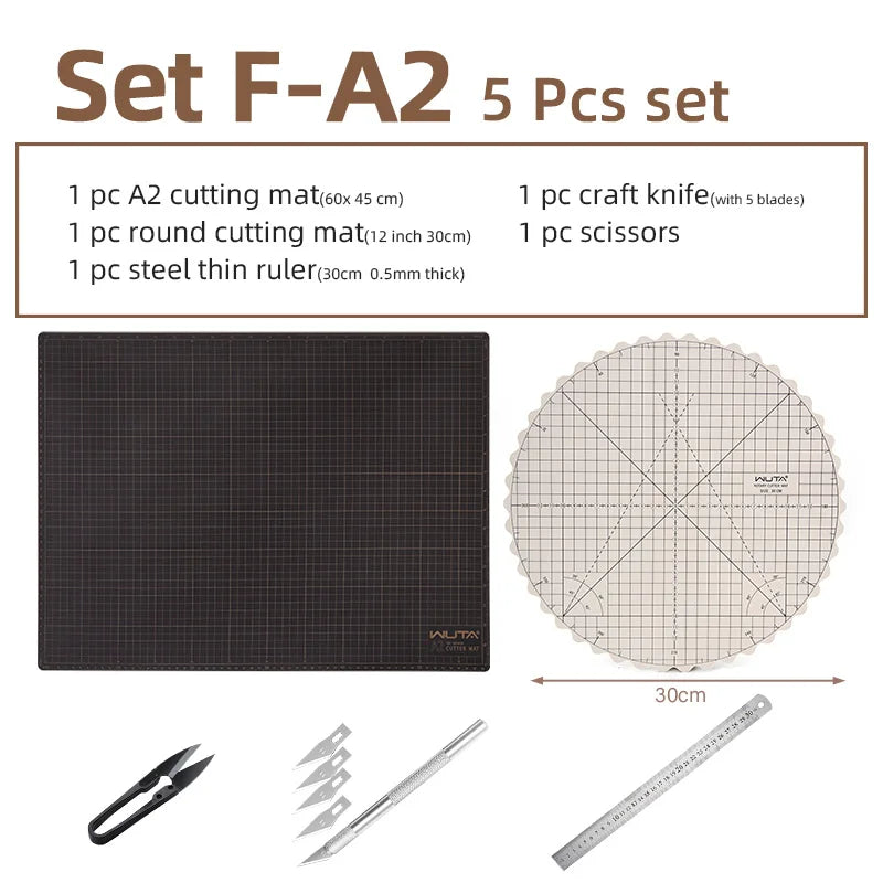 WUTA New Fabric Cutting Mat, Leather Cutting Board A1 A2 A3 A4 A5 Professional Self Healing Quality Double-Sided  Craft Tool Set