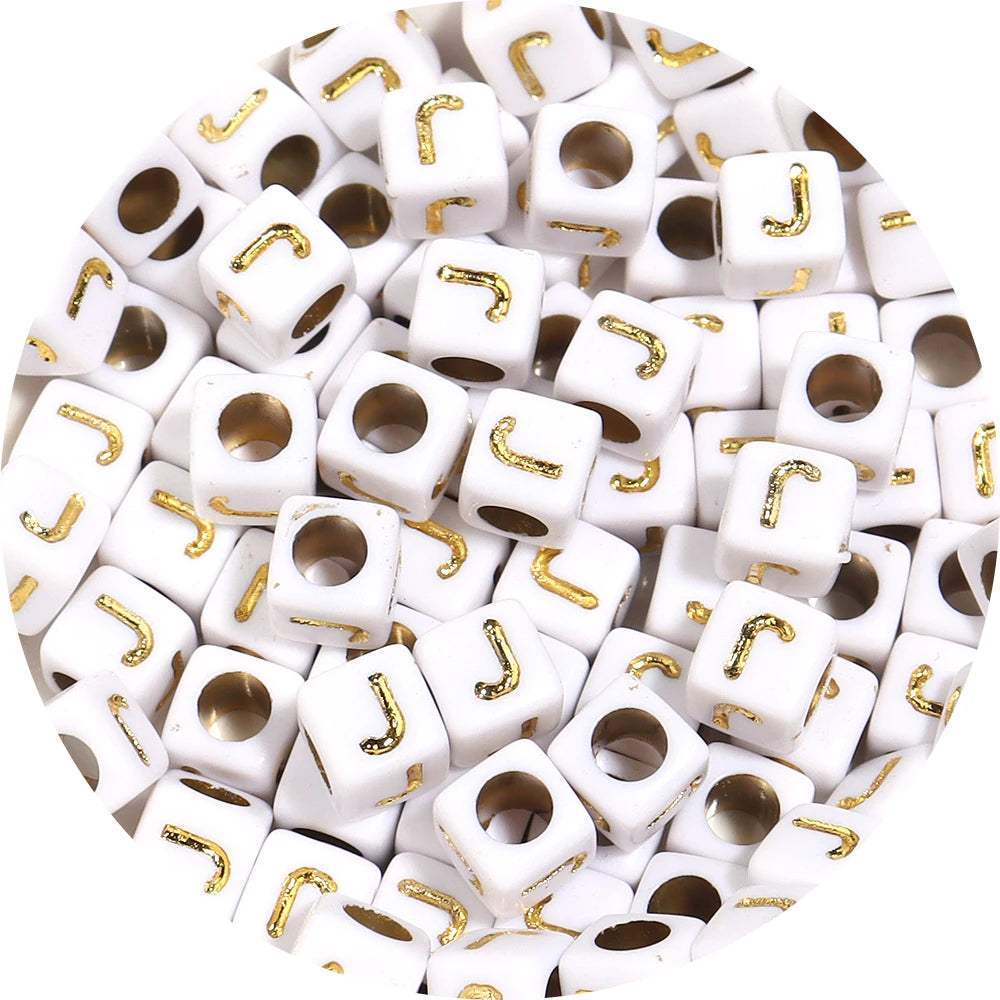 100Pcs/Lot 4.5mm 6mm Cube Acrylic Beads Alphabet Gold Letter Spacer Loose Beads 
For DIY Crafts Ornament Making