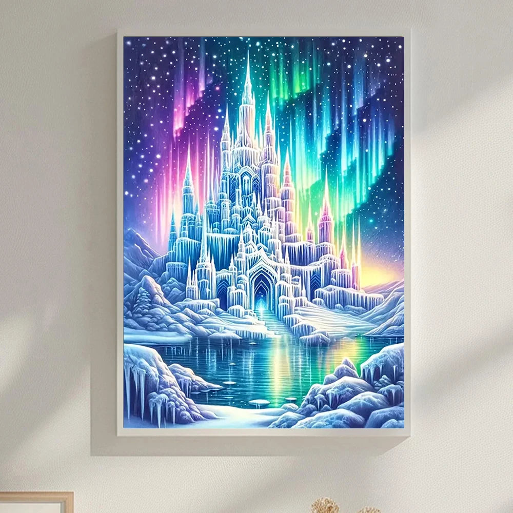 3 Kinds Of Patterns 5D Aurora Castle Landscape Diamond Painting Kit Home Decor DIY Art Craft Children Gifts New Year Gifts