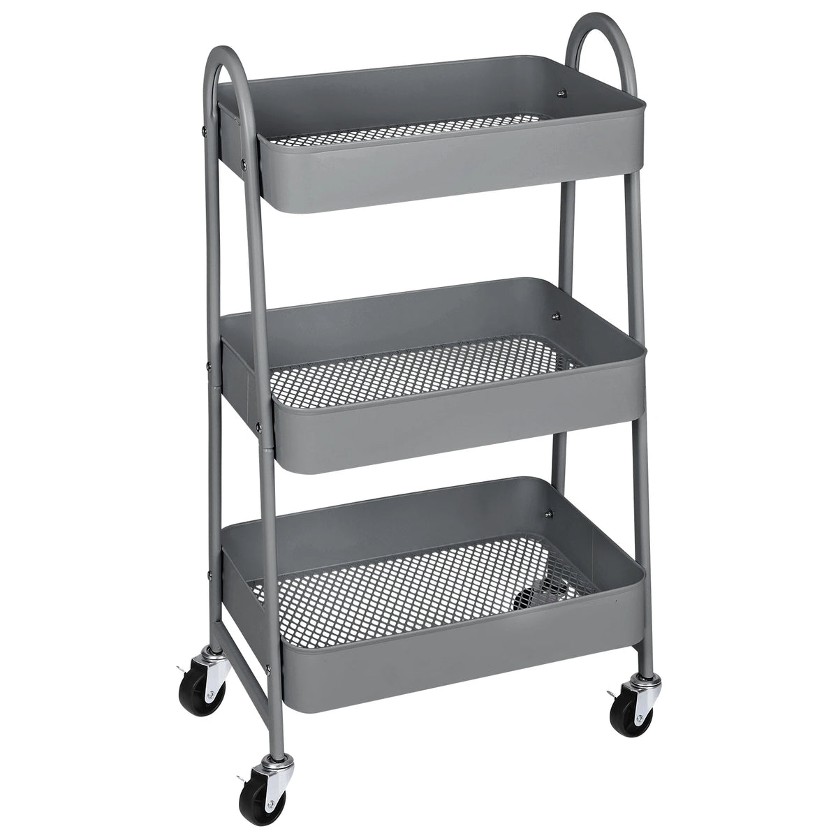 JHK 3 Tier Metal Storage Cart with Lockable Wheels Mobile Shelving Unit Utility Rolling Organizer For Home Narrow Places