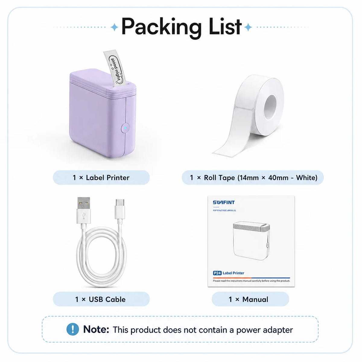 P24 Label Maker with 1 Roll of Label Paper, Portable Wireless Label Printer for Storage, Office, Home, Storage, Sticker Maker Mini Label Maker with Multiple Templates