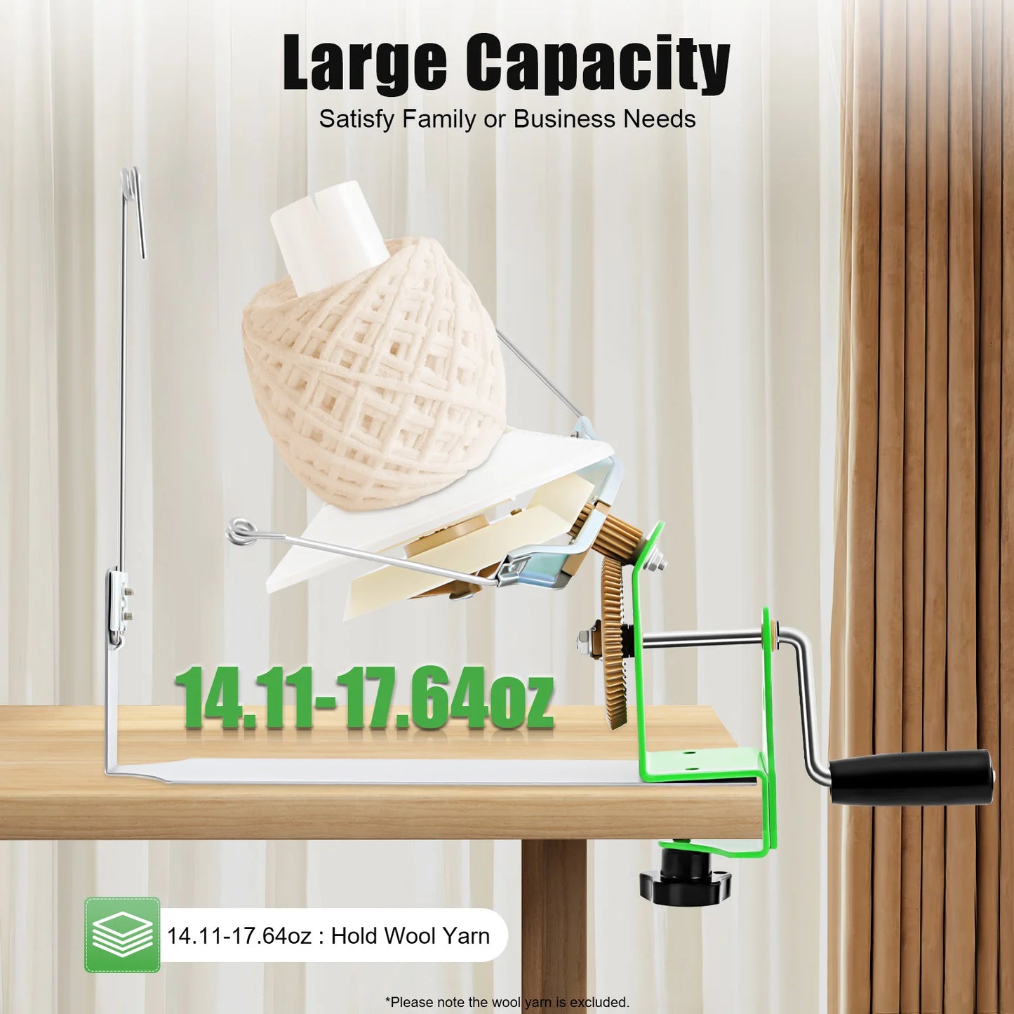 Large Capacity Yarn Winder, Hand Operated Yarn Baller, Metal Yarn Ball Winder,Fiber/Wool/String Ball Winder, for Crocheting