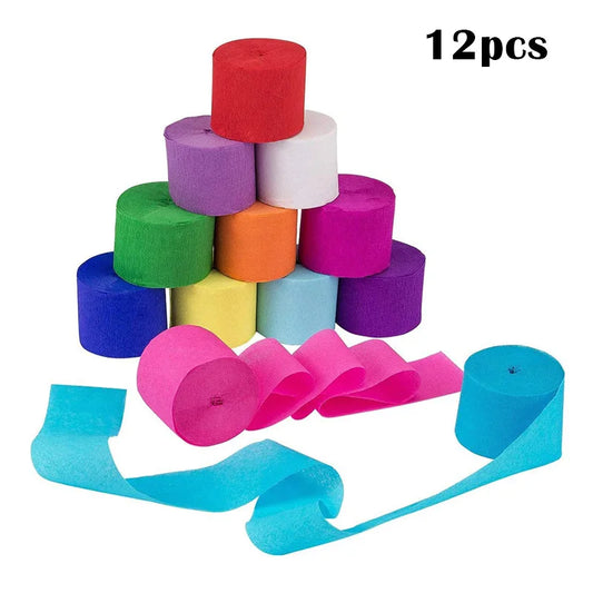 12pcs Crepe Paper Rolls Craft Project Supplies for Interesting Party Supplies Xuan-US