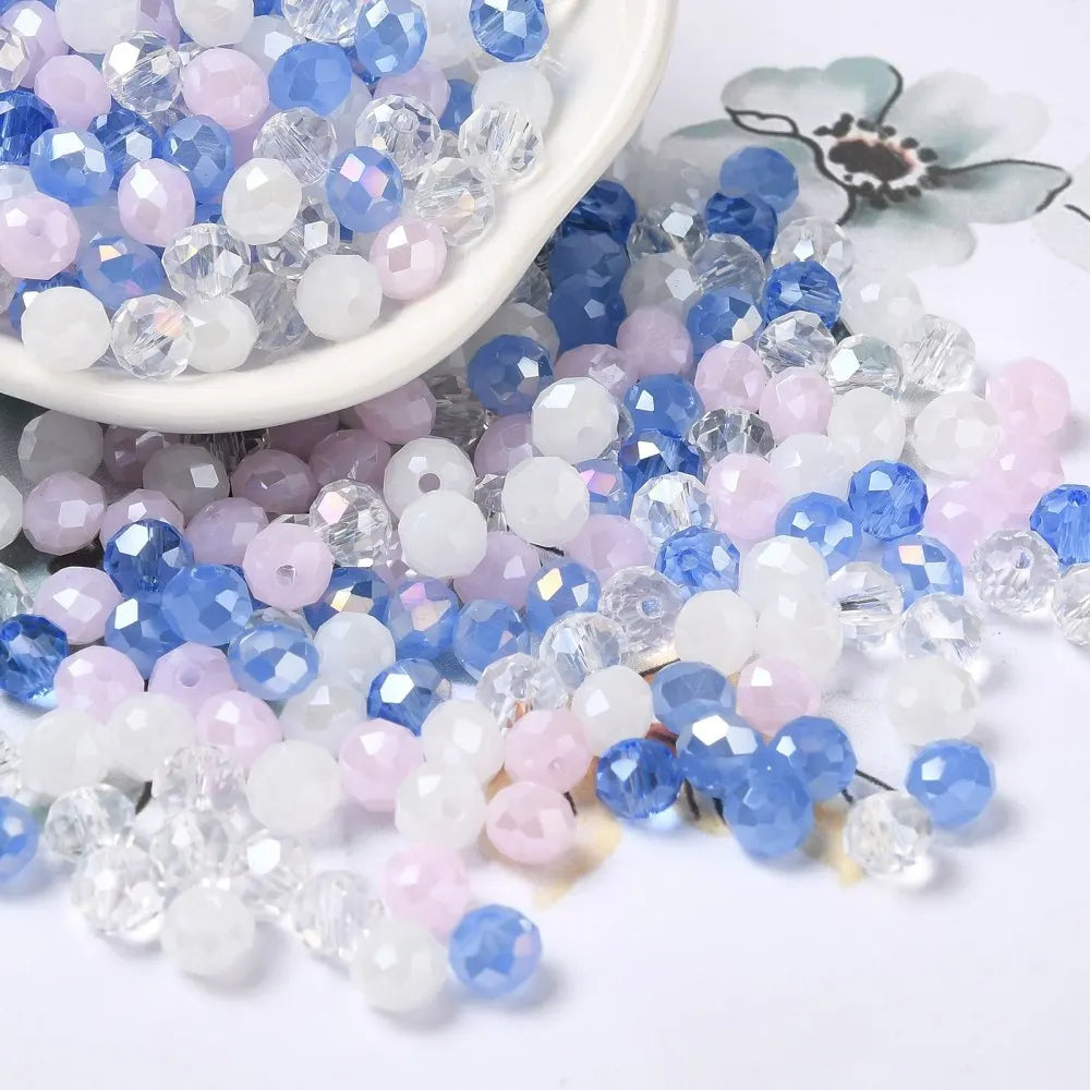 about 60g Faceted Glass Beads 4mm 6mm Rondelle Spacer Loose Beads for Earring Bracelet Necklace Jewelry DIY Craft Making