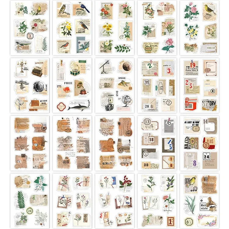 4 Styles 80pcs PET Sticker Book, Floating Clouds Over the World Vintage Aesthetic Decals for Journaling, Scrapbooking DIY Crafts