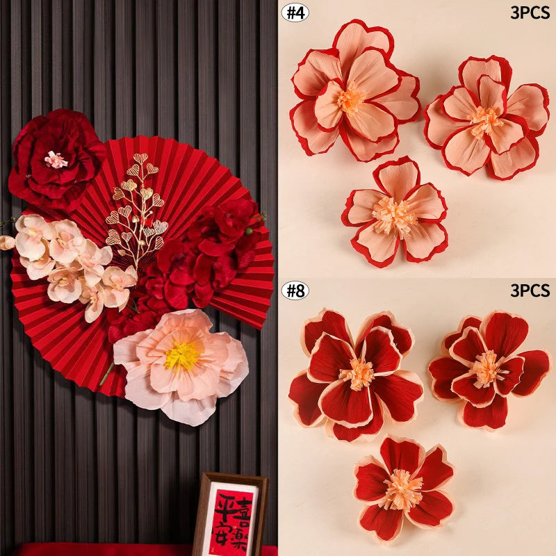 Chinese New Year 2026 Decoration Wall Hanging Decor Paper Folding Fan Sticker Wedding Party Decoration Spring Festival Supplies