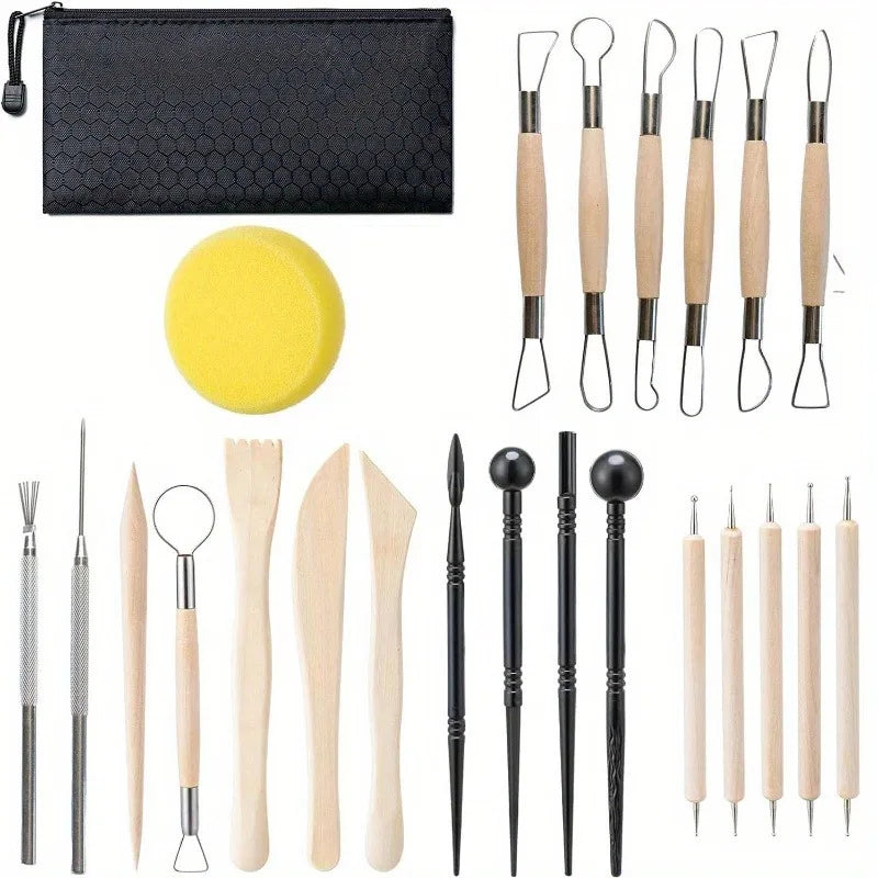 24PCSwith Feather Detail Tools for Carving, Modeling, Dotting DY Polymer Clay