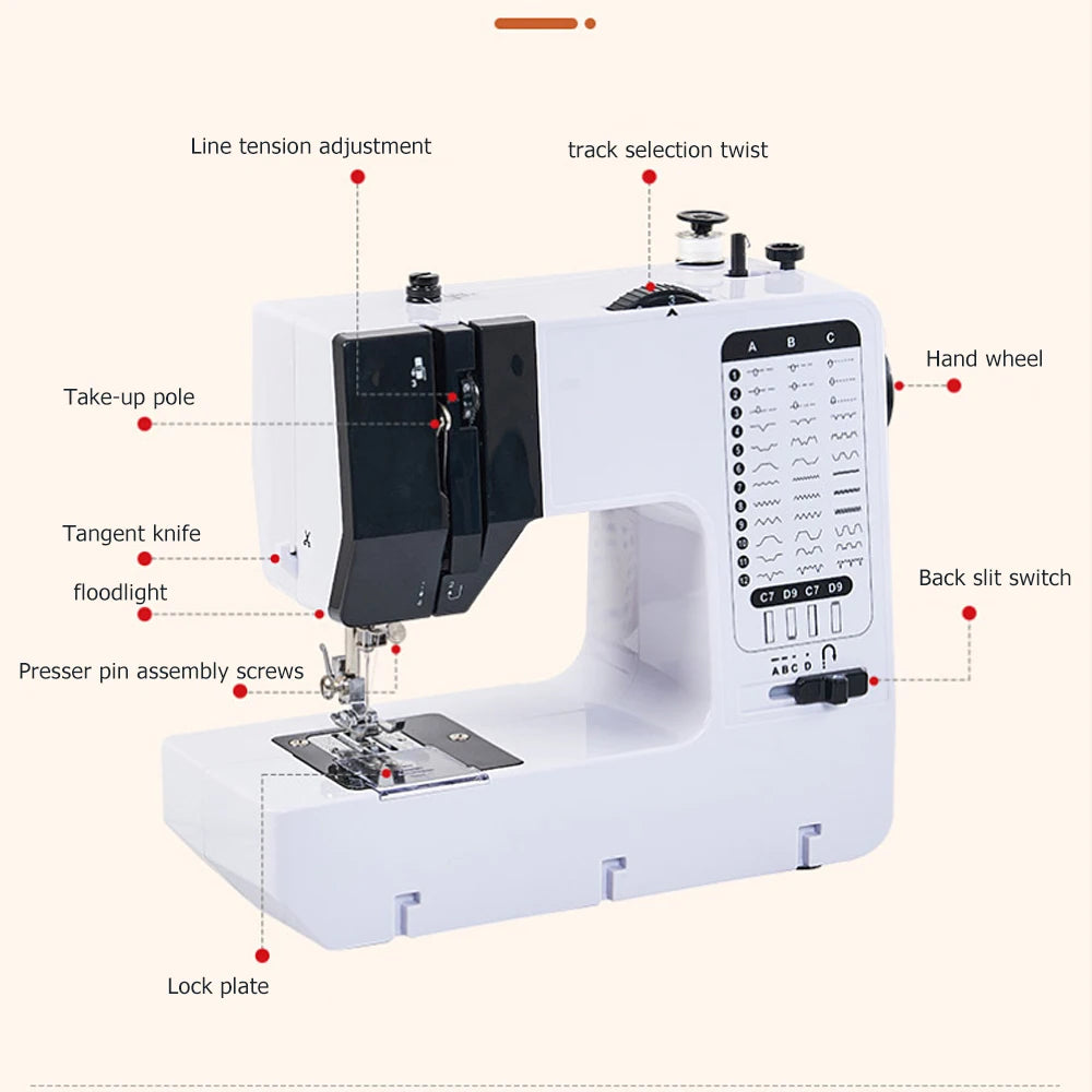 Portable Sewing Machine for Beginners Electric  White