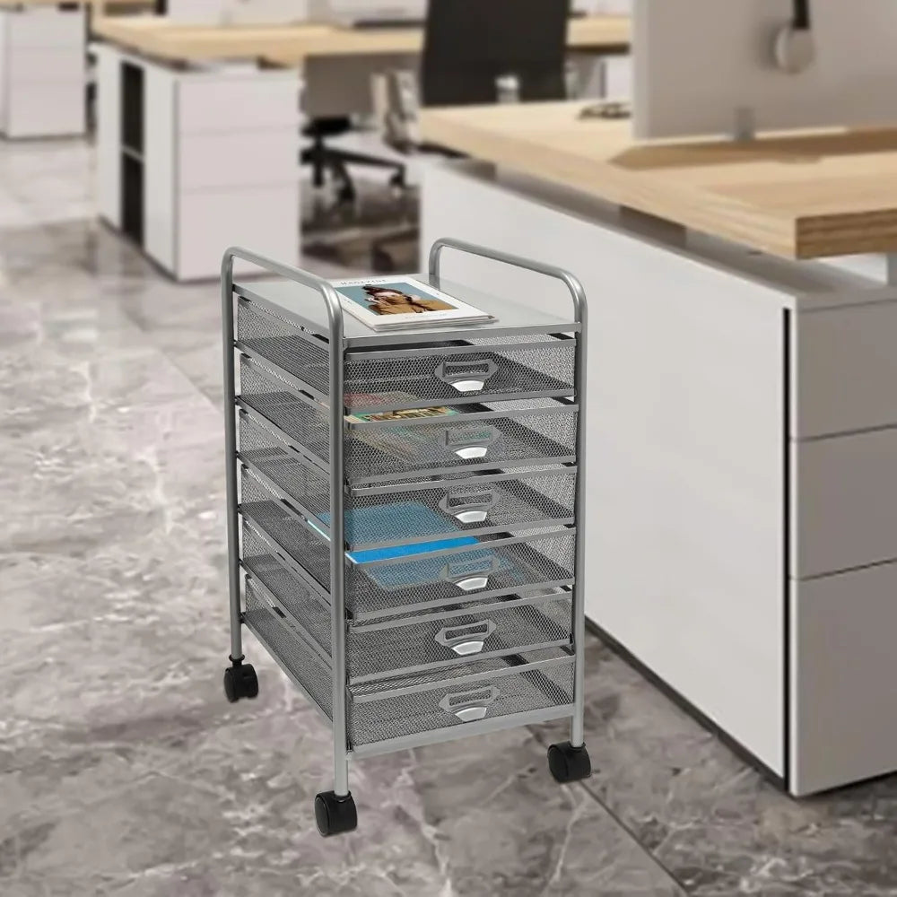Rolling File Cabinet with 5 Drawers Craft Cart Organizer with four 360° swivel Wheels Freestanding Supplies Storage