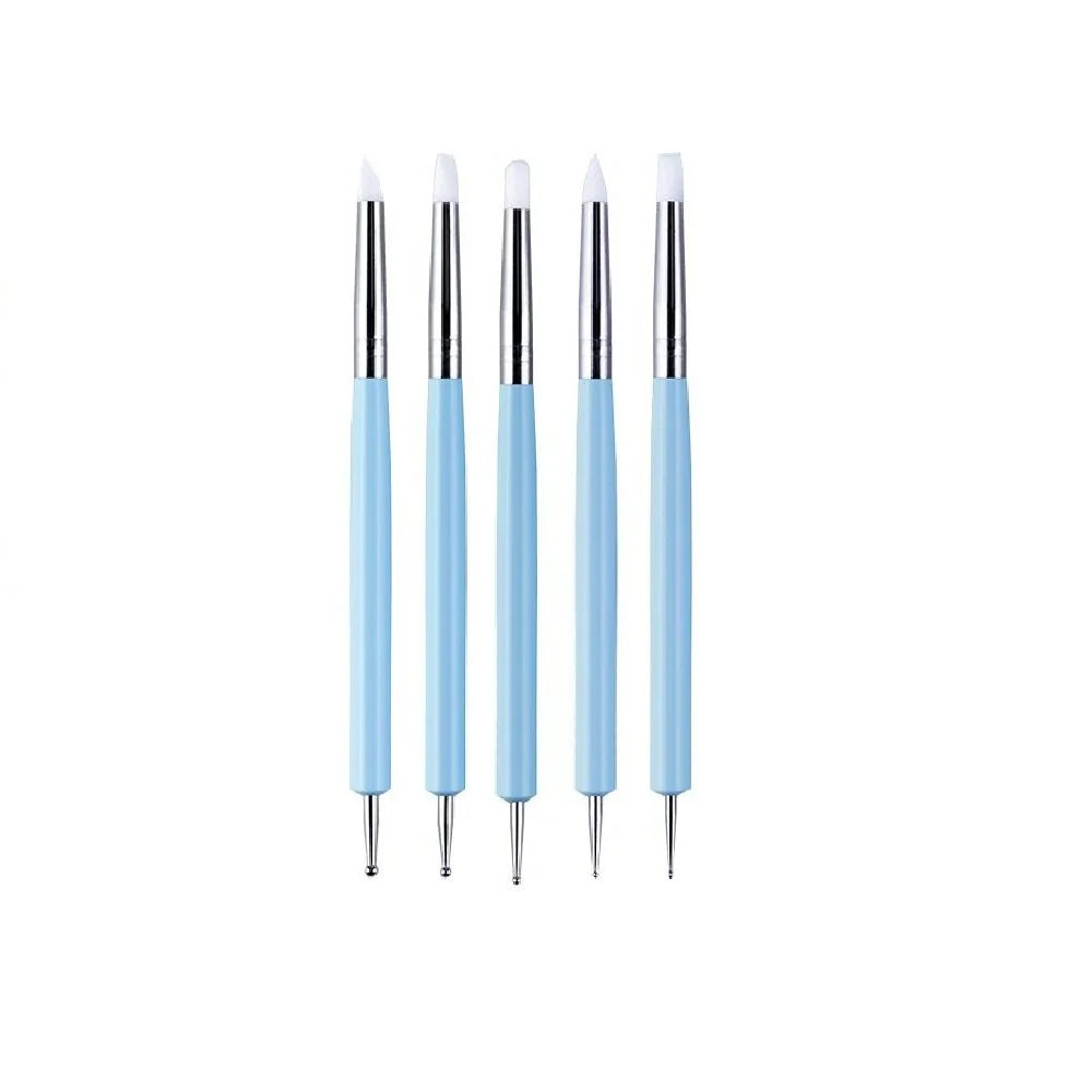 5Pcs Silicone Clay Sculpting Tool for Brush Modeling Dotting Nail Art Pottery Clay Tool DIY Carving Sculpting Tools Soft Head